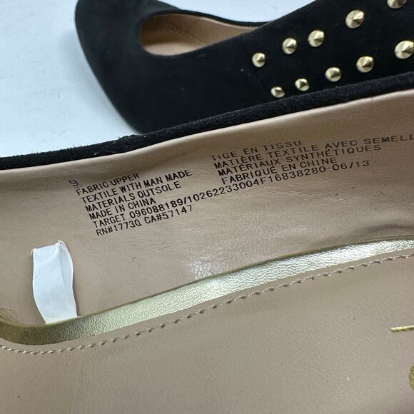 Mossimo Vernie Almond Toe Heels Women's Size 9 Black Studded Faux Suede - Picture 6 of 7